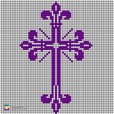 a cross is shown in purple on a white background