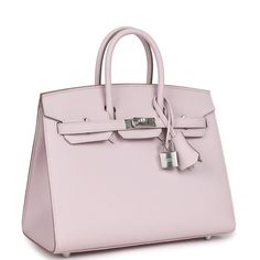 Hermes Birkin Sellier 25 Mauve Pale Epsom Palladium Hardware – Madison Avenue Couture Formal Togo Leather Bag With Lock, Luxury Calf Leather Bag With Lock, Elegant Togo Leather Bags With Metal Hardware, Togo Leather Bags With Silver-tone Hardware, Hermes Birkin Sellier, Classy Bags, Birkin Sellier, Rich Outfits, Dream Bag