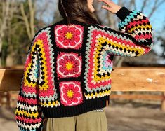 Crochet Rainbow Cardigan, Colorful Sweater for Women, Retro 80s Clothes, Birthday Gift for Daughter, Hippie Coat, Colorful Knit Cardigan, - Etsy Rainbow Cardigan, 80s Outfit, Crochet Sweater, Colorful Sweaters, Cardigans For Women, Knit Cardigan, Sweaters & Cardigans, Sweater Outfits, Sweaters For Women