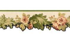 an image of a floral border with leaves and flowers on white background for wallpaper