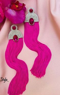 Elegant Tassel Earrings With Fringe As Gift, Trendy Fringe Earrings As A Gift, Party Latkan Tassel Drop Earrings, Fringe Drop Earrings As Gift, Elegant Pink Tassel Earrings, Fringe Drop Earrings Gift, Fringe Drop Earrings For Gift, Fringe Drop Tassel Earrings As Gift, Bohemian Tassel Earrings For Evening