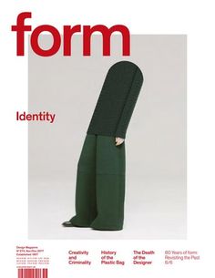 the front cover of form magazine with an image of a woman's legs in green