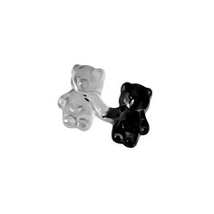 black and white teddy bear stud earrings