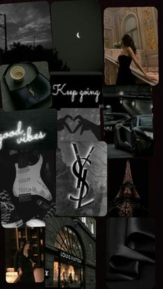 a collage of black and white images with the words, keep going written on them