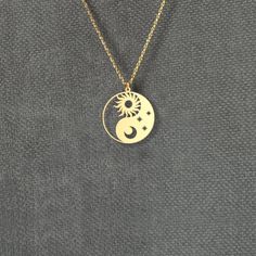 Embrace the balance of nature with this Yin Yang Sun and Moon necklace. The design represents the harmony between light and darkness, perfect for those who feel connected to cosmic energies. Crafted with care and available in sterling silver or gold-plated, it's an ideal gift for anyone who loves spiritual and celestial jewelry. Our Handmade Silver Necklaces - The Perfect Delicate Gift for You Materials: -Premium 925 Sterling Silver -18k Gold Plated Sterling Silver -18k Rose Gold Plated Sterling Silver Available Colors: -Gold -Rose Gold -Silver Choose your desired color from the options available. Packaging:  -Every necklace is carefully packaged in a special gift box, perfect for giving or treating yourself. How to Order: -Select your preferred color and option. -Choose the necklace lengt Spiritual Sun, Sun And Moon Jewelry, Yin Yang Jewelry, Yin Yang Necklace, Sun And Moon Necklace, Celestial Jewelry, Moon Jewelry, Jewelry Boho, Sun And Moon