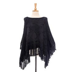 Knit from 100% cotton in a solid onyx hue this charming poncho is created by artisan duo Ying and Joy in Thailand. Elaborate patterns decorate the chest while cable-knit designs accentuate the top and bottom of this piece completed with a dainty fringe. Knit Cotton, Knitting Designs, Cable Knit, Flapper Dress, Halloween Decorations, Onyx, Premium Quality, Thailand, Knitting