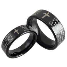 Tungsten Black 1 Corinthians 13:4 Bible Verse Love Wedding Band Ring Size 5-13 #Band Spiritual Black Jewelry For Promise, Black Stainless Steel Couple Rings For Promise, Customizable Black Promise Jewelry, Adjustable Black Couple Rings For Promise, Black Couples Rings For Gift, Black Couples Rings For Gifts, Couples' Black Promise Rings, Personalized Black Wedding Jewelry, Personalized Black Jewelry For Wedding