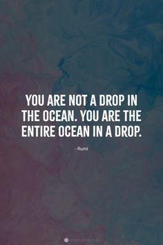 the ocean is blue and pink with white text that reads, you are not a drop in