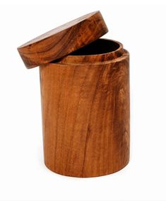 a wooden container with a lid on it