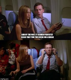 two people sitting on an airplane talking on their cell phones and one person holding a phone up to his ear