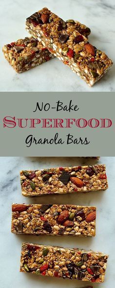 no - bake superfood granola bars with nuts and seeds