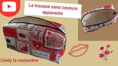 an image of a cosmetic bag with lipstick and flowers on it, including the words'la trouse sanss couture apprente '