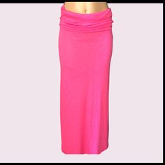 Salmon Full Length Skirt With Fold Over To Adjust To Your Liking Or All The Way Up For A Tube Dress. Salmon Color Best Represented In Last Photo. Casual Fitted Pink Maxi Skirt, Full Length Skirt, Full Length Skirts, Salmon Color, All The Way Up, Tube Dress, Fold Over, All The Way, Roxy