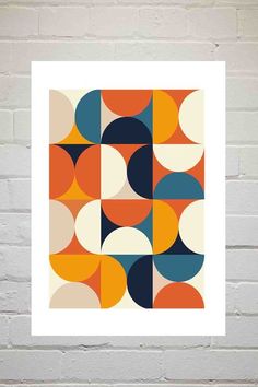 Retro pattern Mid Century Pattern Design, Modulo Art Pattern Ideas, Circle Abstract Art, Circle Art Design, Abstract Circle Art, Circle Artwork, Autumn Art Print, Retro Things, Retro Art Prints