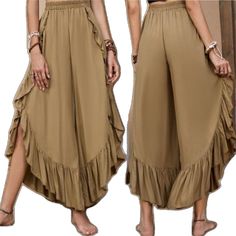 Bohemian Summer Pants In Solid Color, Bohemian Summer Pants, Fitted Bohemian Solid Color Bottoms, Fitted Bohemian Bottoms In Solid Color, Fitted Ankle-length Summer Harem Pants, Beige Stretch Harem Pants For Summer, Ankle-length Summer Vacation Bottoms, Solid Ankle-length Bottoms For Summer, Fitted Ankle-length Bottoms For Summer