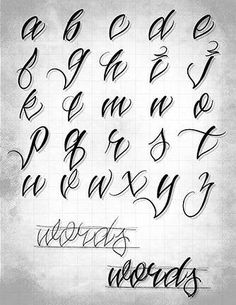 some type of calligraphy that is written in cursive writing, with the letters below