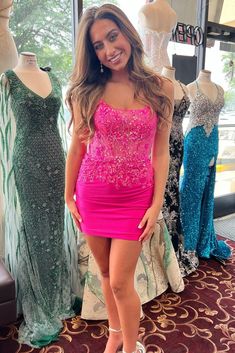 Turn heads and light up the night in the Hot Pink Sequin Lace Backless Fitted Homecoming Dress. This sheath-style mini dress is made from sparkling sequin fabric that creates a dazzling effect with every move. The backless design adds a touch of daring sophistication, perfect for making a bold statement at any event. This dress is available in vibrant hot pink, elegant lavender, and cool light blue which makes this dress a stunning choice for any occasion where you want to shine. Details: Silhou Fitted Homecoming Dress, Lavender And Light Blue, Hot Pink Homecoming, Hot Pink Homecoming Dress, Fitted Homecoming Dresses, Sequin Homecoming Dress, Short Formal Dress, White Homecoming Dresses, Pink Homecoming