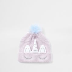 Unicorn design. Faux fur. Turn up brim Purple Unicorn, Unicorn Design, Turn Up, Beanie Hat, Beanie Hats, River Island, Winter Hats