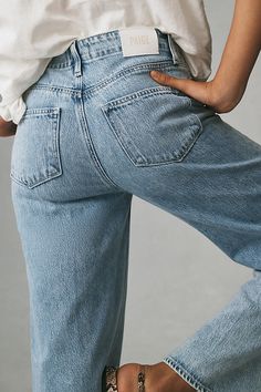 60% cotton, 40% lyocell Five-pocket styling Front zip Machine wash Imported | Zoe High-Rise Tie-Waist Wide-Leg Jeans by PAIGE in Blue, Women's, Size: 30, Cotton/Lyocell at Anthropologie 50 Fashion, Good American, Leisure Wear, Wide Leg Jeans, Leg Jeans, Clothing And Shoes, Anthropologie, Active Wear, Wide Leg