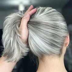 Pin by Corinne GS on Coiffeur | White Hair Highlights, Hair Color Grey Silver, Ash Brown Hair Color, Going Grey, Ash Brown Hair, Beautiful Gray Hair, Silver Hair Color, Silver Grey Hair, Blending Gray Hair