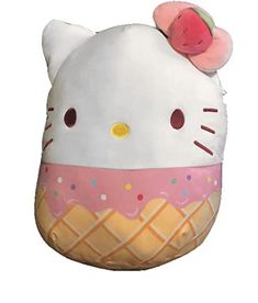 an inflatable hello kitty ice cream cone with a pink bow on it's head