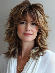 Elevate Your Look with These Stylish Shoulder Haircuts Natural Layers For Long Hair, Long Messy Shag Hairstyles, Layer Bangs Haircut, Hair Styles Shag, Very Layered Hair Medium Over 50, Shoulder Haircuts, Shag Haircuts For Women, Long Blonde Curly Hair, Flippy Hair