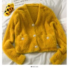 Size: one size Style: commuting Color: white, yellow, blue, black, pink Yellow Blue, Single Breasted, Blue Black, Color White, Black Pink, Sweaters For Women, V Neck, Yellow, Pink