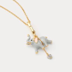 DETAILS Plating: 18K Gold Materials: 18K Gold on Brass, Enamel Measurements: Length: 25.59 "(65cm) + Extender: 2.36"(6cm) Pendant Size: 1.69"*0.75"(2.9cm*3.9cm) Weight: 16.2g Hypoallergenic design Anniversary Pendant Necklace In Enamel, Gold Enamel Necklaces With Detachable Pendant, Mother's Day Gold Enamel Jewelry, Gold Enamel Necklace With Detachable Pendant, Elephant Jewellery Design, Elephant Necklace Gold Indian, Elephant Pendant Gold, Elephant Locket Gold, Brass Pendant Necklace