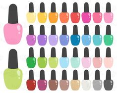 Nail Polish Clipart, Rainbow Beauty, Cute Png, Paper Dolls Diy, Art Rainbow, Interactive Notebooks, Digital Graphics, Nails Art, Paper Dolls