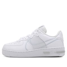 If you want something that is universally appealing, the Air Force 1 Low is here to meet your needs. Adapting to a simple and classic style, the low-cut silhouette can deliver a versatile look. The overlays on the upper can also add support and durability. \nThe Nike Air Force 1 React "White" is more than just a white sneaker. Crafted with smooth leather, the upper gives an undeniably premium appearance. Mesh can be spotted on the side and tongue to spice up the design, while the Swoosh comes wi Summit White Low-top Running Shoes For Streetwear, Summit White Round Toe Sneakers For Streetwear, Sporty Nike Air Force 1 With Perforations, White High-top Running Shoes With Perforations, Summit White Sneakers For Streetwear With Round Toe, Summit White Sneakers For Streetwear, Nike Air Force 1 Lace-up With Perforations For Sports, Nike Air Force 1 Perforated Lace-up Sports Shoes, Nike Air Force 1 High-top Sports Shoes