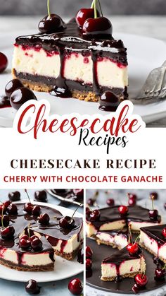 cheesecake recipe with chocolate ganache and cherries