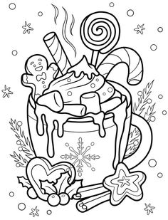 Thank you so much for your purchase, have a beautiful day! Hot Chocolate Coloring Pages, Colouring Pages For Adults Printable Free, Chocolate Coloring Pages, Winter Coloring Pages Free Printable, January Coloring Pages, Gingerbread Man Coloring Page, Candy Cane Coloring Page, Christmas Colouring Pages, Candy Coloring Pages