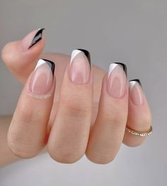 Black And White Nail Designs, Nude Nail Designs, Work Nails, Uñas Acrilicas, Rainbow High