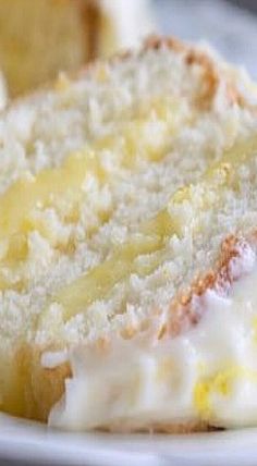 slices of lemon cake on a white plate