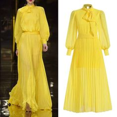 Women's Maxi Turtleneck Dress - Wnkrs Yellow Long Sleeve Maxi Dress For Party, Pleated Long Sleeve Chiffon Maxi Dress, Long Sleeve Pleated Chiffon Maxi Dress, Pleated Chiffon Maxi Dress With Long Sleeves, Yellow Fall Party Maxi Dress, Yellow Non-stretch Long Sleeve Dress, Yellow Chiffon Long Sleeve Dress, Elegant Yellow Maxi Dress For Fall, Yellow Long Sleeve Maxi Dress For Evening