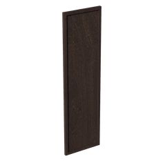 a wooden door is shown against a white background and has dark wood grains on it