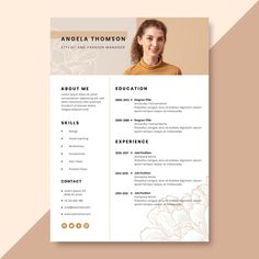 a professional resume template with an image on the front and back cover, in gold