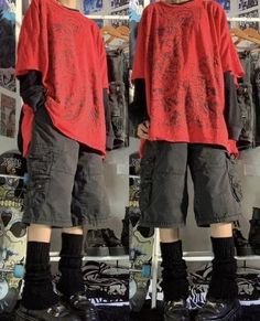 Cool Alt Outfits Male, Goth Attire For Men, Cargo Shorts With Leg Warmers, Porter Geiss Icon, Twink Fashion Outfits, Spring Grunge Outfits Men, Masc Alt Clothes, Emo Outfit Inspo Masc, Y2k Grunge Outfits Masc