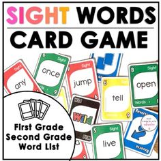 sight words card game with the first grade second grade word list in front of it