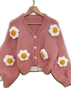 Winter Acrylic Knitted Cardigan, Winter Acrylic Knit Cardigan, Winter Knitted Acrylic Cardigan, Cute Oversized Chunky Knit Sweater, Cute Acrylic Winter Cardigan, Cute Winter Knitting Pattern, Cute Hand Knitted Winter Sweater, Cute Hand-knitted Winter Sweater, Pink Winter Knitted Cardigan