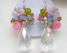 Find the perfect handmade gift, vintage & on-trend clothes, unique jewelry, and more… lots more. | pastel color jewelry Handmade Pastel Earrings For Gift, Pastel Handmade Earrings For Gifts, Pastel Drop Earrings Jewelry As Gift, Wire Wrapped Crystal Earrings For Jewelry Making, Pastel Drop Earrings For Gifts, Elegant Handmade Pastel Jewelry, Handmade Multicolor Elegant Crystal Earrings, Handmade Multicolor Crystal Elegant Earrings, Handmade Elegant Multicolor Crystal Earrings