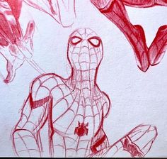 a drawing of a spider man with his eyes closed