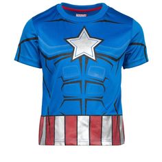 Blue Sports Top With Character Print, Blue Sports Tops With Character Print, Blue Moisture-wicking Tops For Playwear, Captain America T Shirt, Superhero Captain America, Captain America Tshirt, Avengers Captain America, Superhero Team, Evil Villains