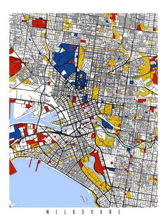 a map of the city of houston, texas with yellow and blue areas on it