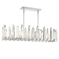 a large chrome and glass chandelier