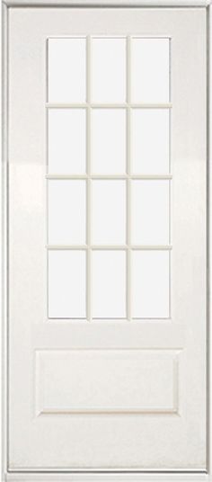 a white door with six panes on the side and one window in the middle