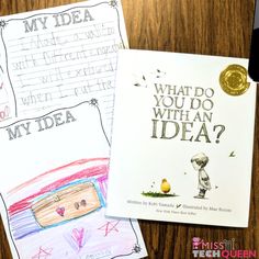 two children's books with writing on them