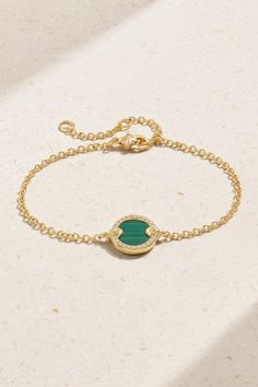 The pieces in David Yurman's 'Elements' collection make such meaningful gifts - with no beginning or end, the circular amulets depict "a timeless symbol of unity". This dainty bracelet has an 18-karat gold chain centered with vivid malachite encased by twinkling diamonds. Timeless Green Bracelet As Gift, Elegant Round Malachite Jewelry, Luxury Green Gold Bracelet As A Gift, Luxury Green Gold Bracelet For Gift, Elegant Green Gold-plated Bracelet, Gold Malachite Bracelet, Elegant Gold Malachite Jewelry, Luxury Round Malachite Jewelry, Luxury Malachite Jewelry