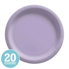 a purple paper plate with the number 20 on it