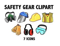 safety gear clipart for kids and adults with 7 items to choose from each one